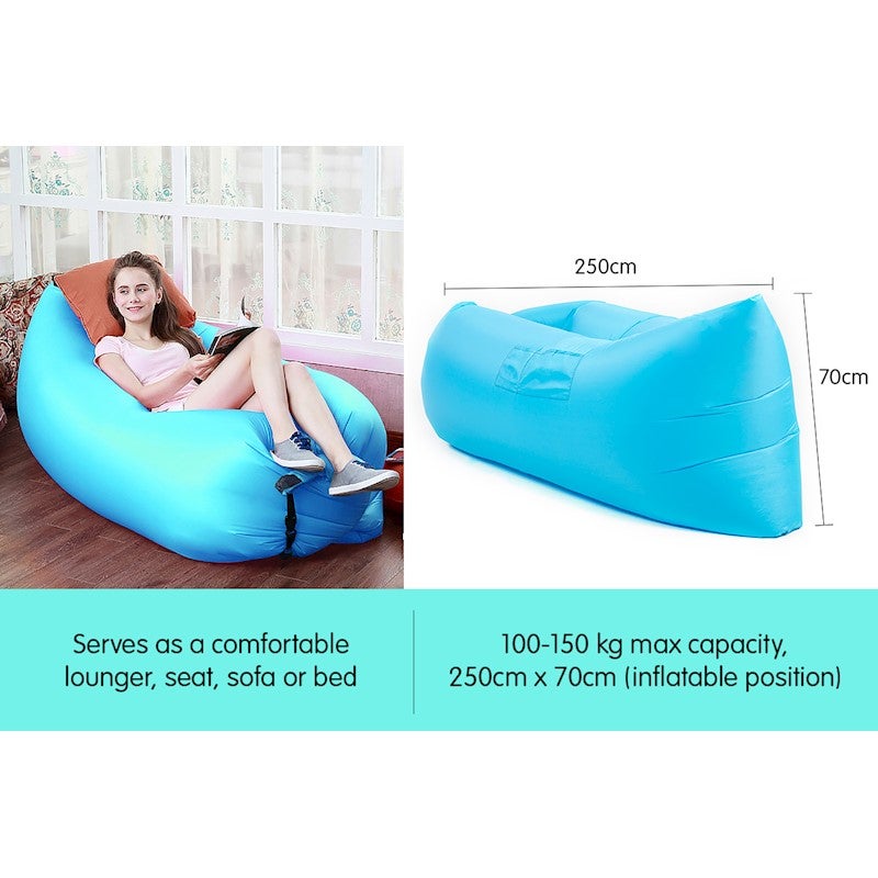 Wallaroo Lazy Air Lounge Chair Inflatable Sleeping Camping Bed Beach Sofa Bag AU 