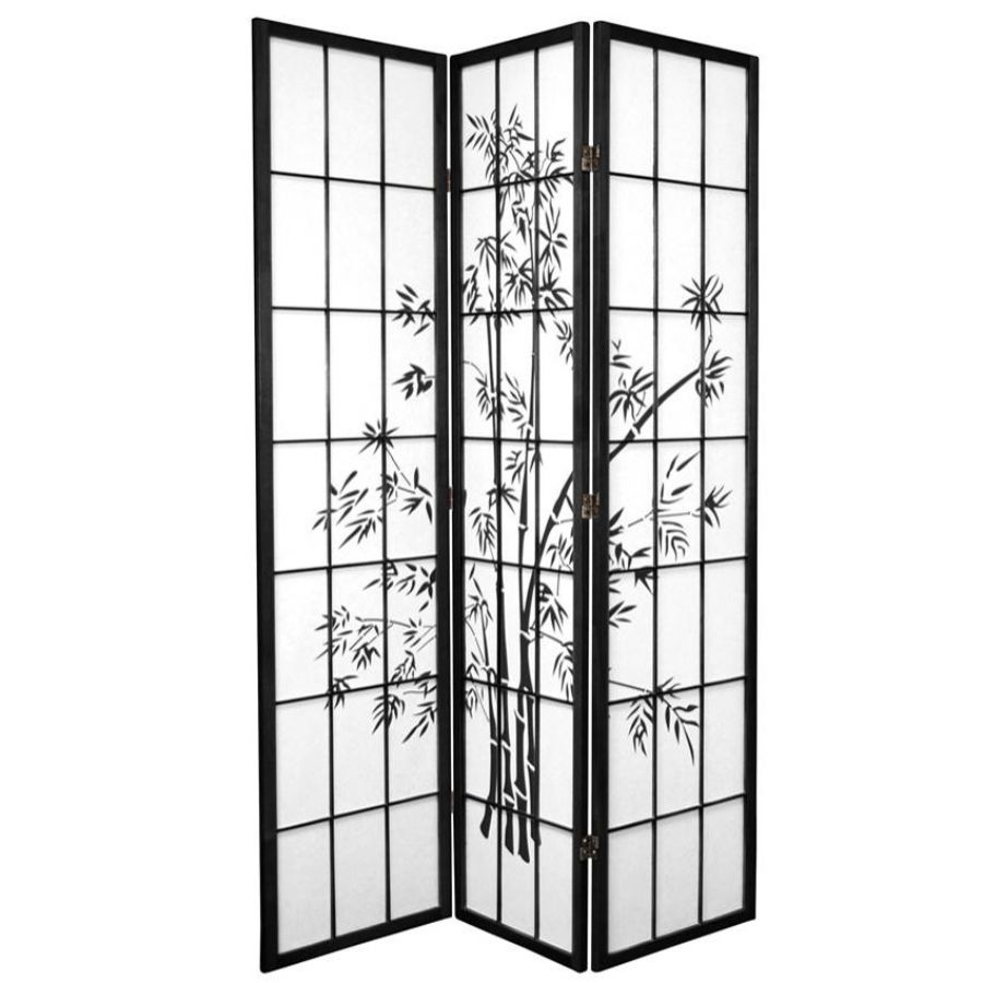 Zen Garden Room Divider Screen Black 3 Panel