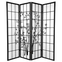 Zen Garden Room Divider Screen Black 4 Panel