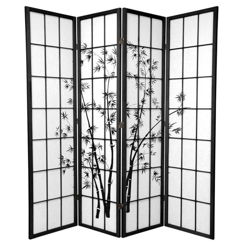 Buy Zen Garden Room Divider Screen Black 4 Panel MyDeal