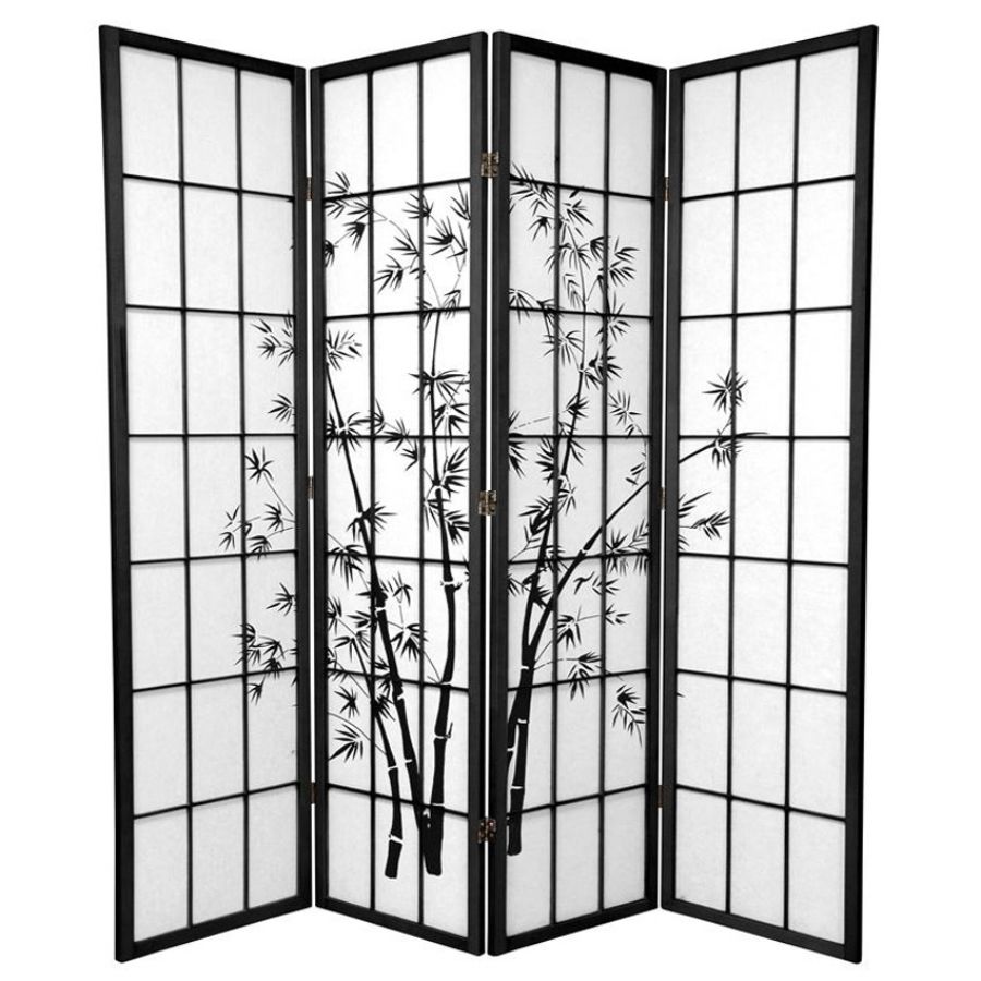 Zen Garden Room Divider Screen Black 4 Panel