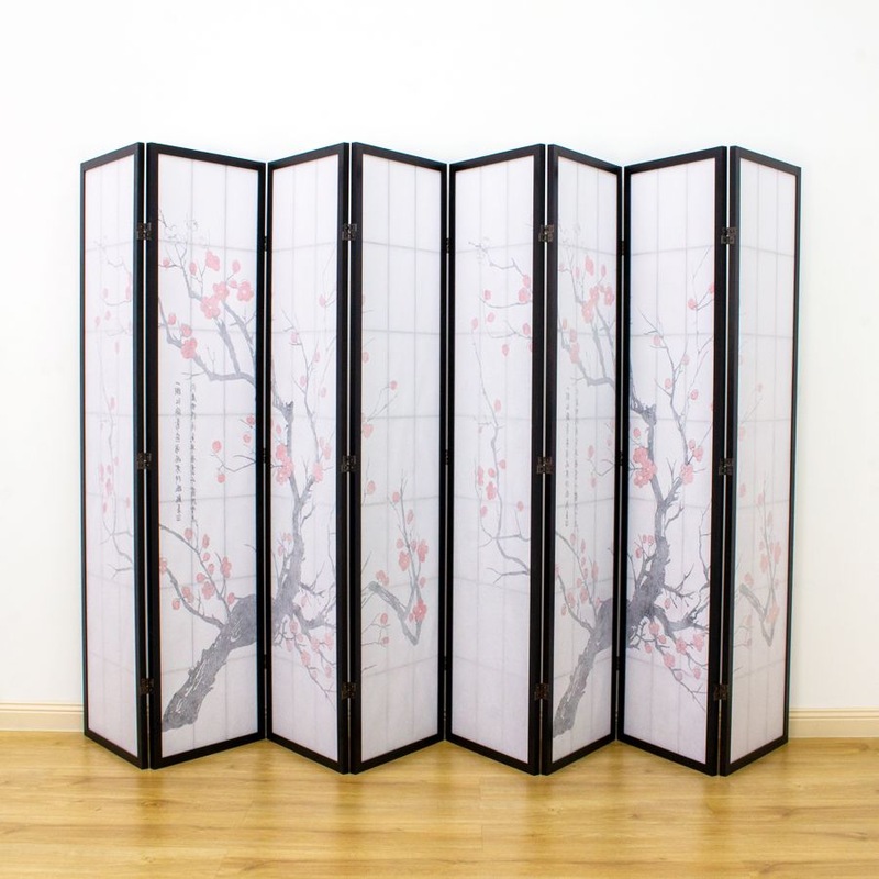 Buy Cherry Blossom Room Divider Screen Black 8 Panel MyDeal