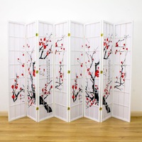 Cherry Blossom Room Divider Screen White 8 Panel