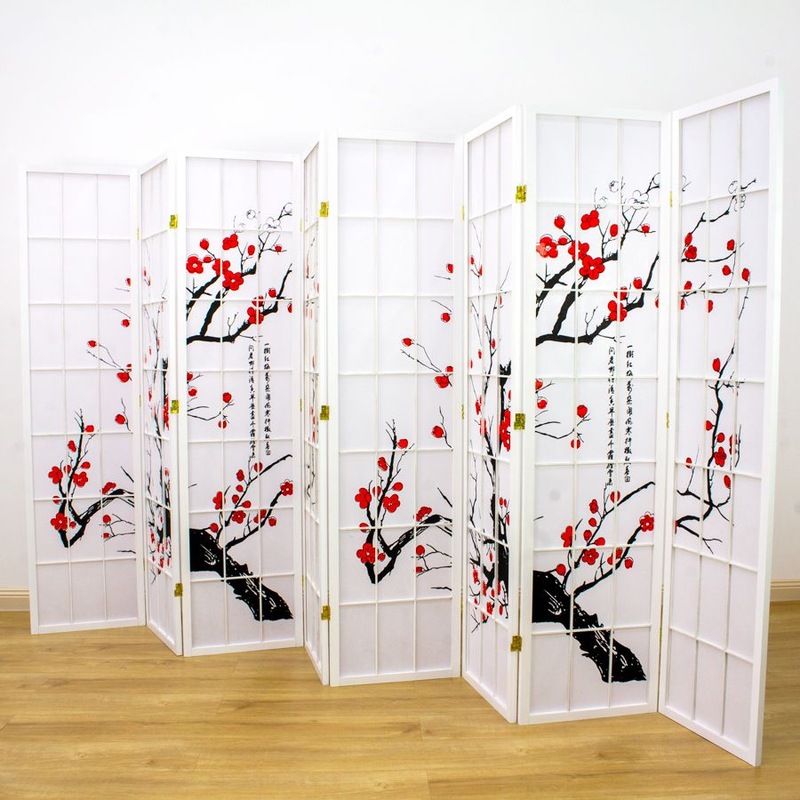 Cherry Blossom Room Divider Screen White 8 Panel Buy Room Dividers