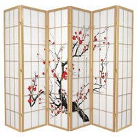 Cherry Blossom Room Divider Screen Natural 6 Panel