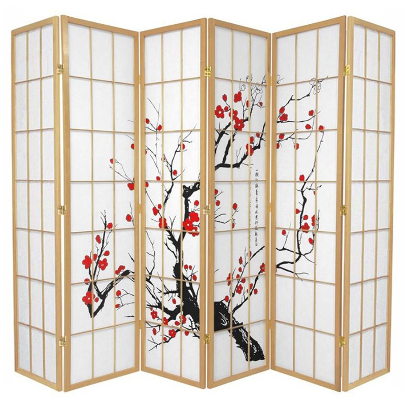 Buy Cherry Blossom Room Divider Screen Natural 6 Panel MyDeal