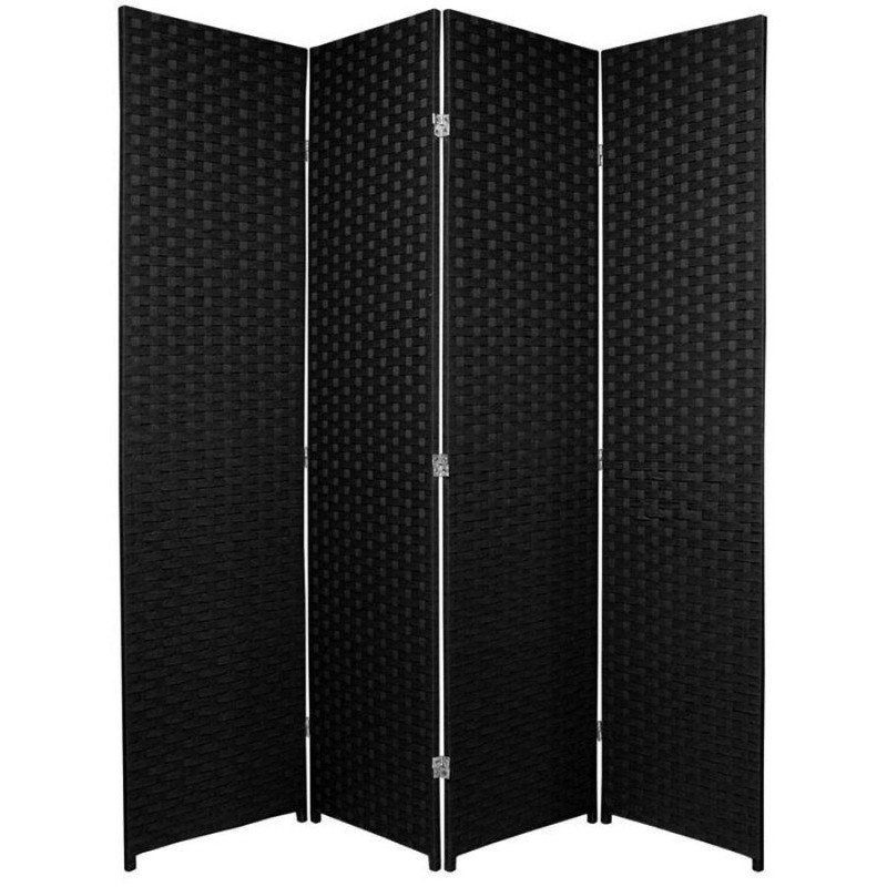 Buy Woven Room Divider Screen Black 4 Panel MyDeal