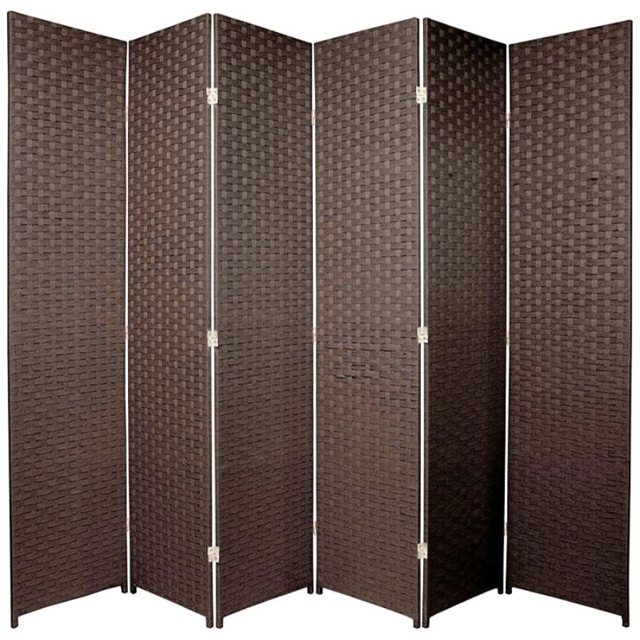Woven Room Divider Screen Brown 6 Panel