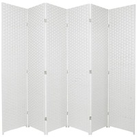 Woven Room Divider Screen White 6 Panel