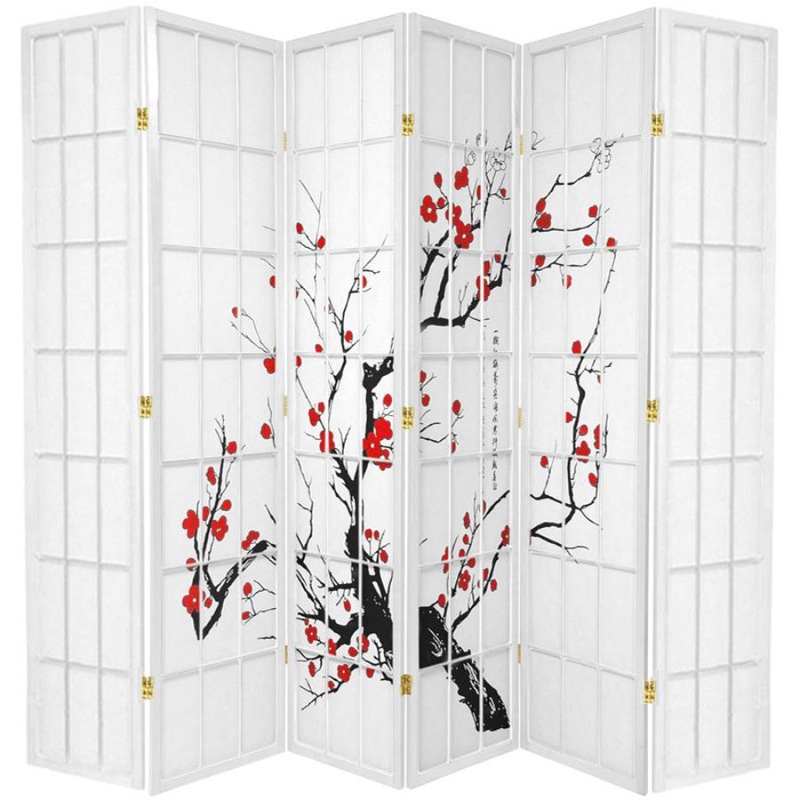 Buy Cherry Blossom Room Divider Screen White 6 Panel MyDeal