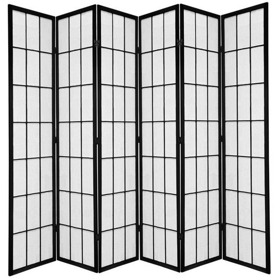 Shoji Room Divider Screen Black 6 Panel