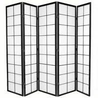 Zen Room Divider Screen Black 5 Panel