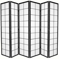 Zen Room Divider Screen Black 6 Panel