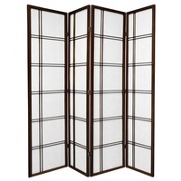 Cross Room Divider Screen Brown 4 Panel