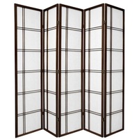 Cross Room Divider Screen Brown 5 Panel