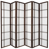 Cross Room Divider Screen Brown 6 Panel