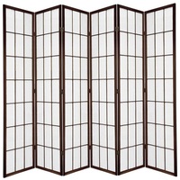 Shoji Room Divider Screen Brown 6 Panel