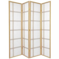 Cross Room Divider Screen Natural 4 Panel