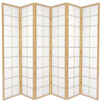 Zen Room Divider Screen Natural 6 Panel
