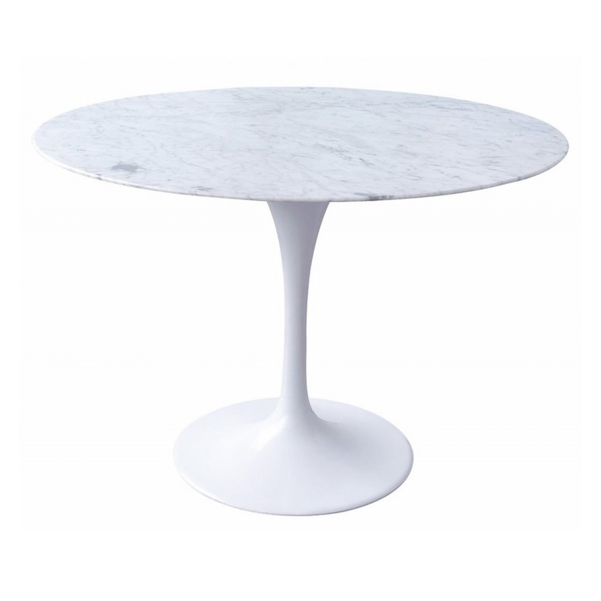 Tulip 100cm Round Marble Dining Table - Aluminium