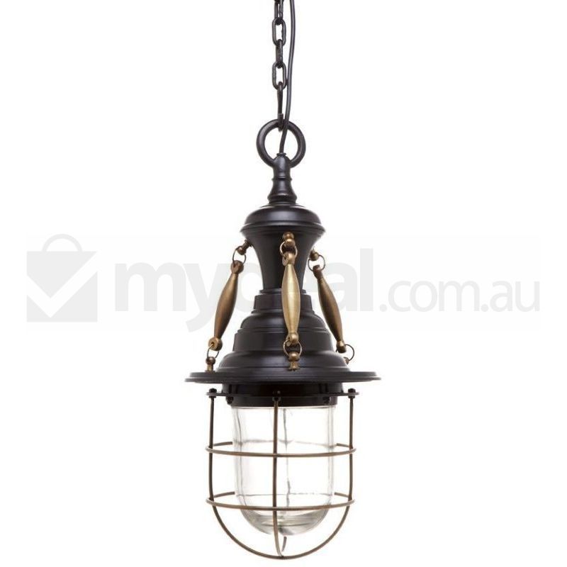 Beacon Antique Brass Ceiling Pendant Light in Brown
