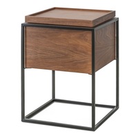 Cane Scandinavian Side Table - Walnut