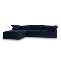 Daniyal 3 Seater Chaise Sofa - Navy Blue