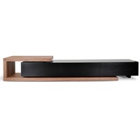 Dwell Scandinavian Lowline TV Unit - Walnut - Black