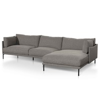 Emilis 4 Seater Right Chaise Fabric Sofa - Graphite Grey