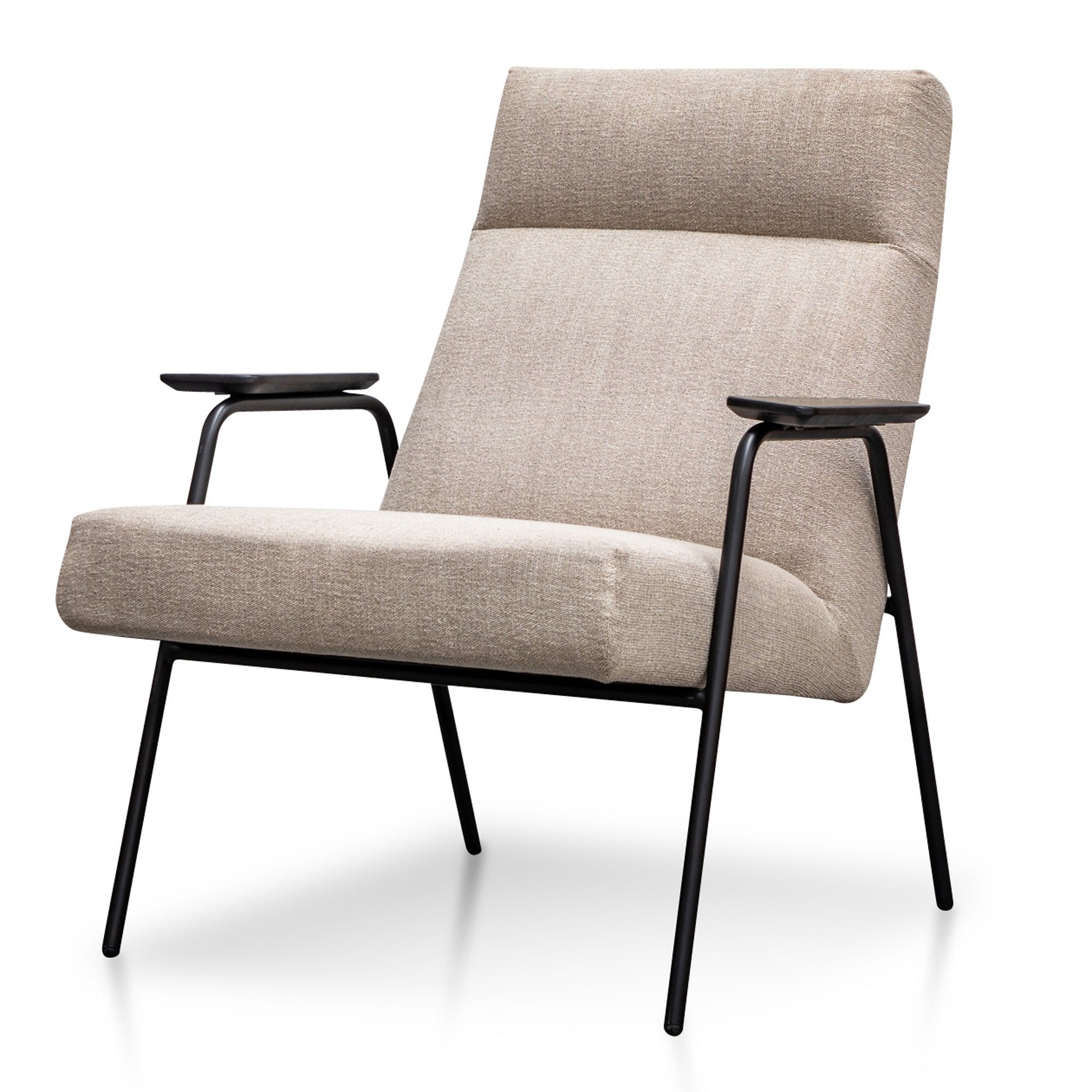 Essie Fabric Armchair in Sand Grey - Black