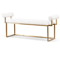 Florence Ivory White Boucle Bench - Brushed Gold Base