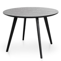 Halo 100cm Veneer Top Round Dining Table - Full Black