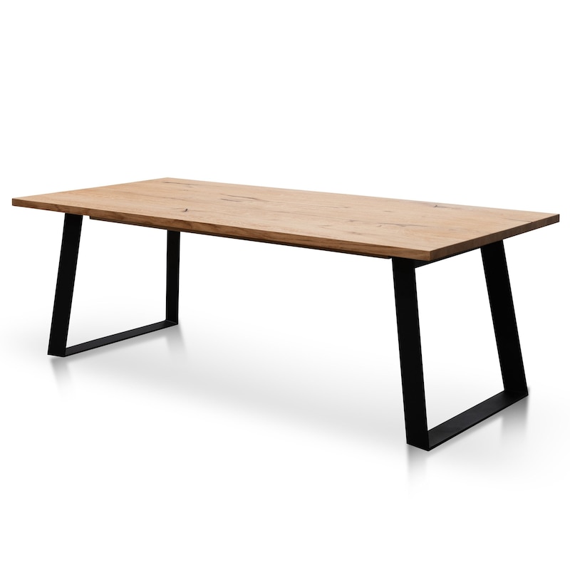 Buy Hudson 2.2m Straight Top Dining table - Rustic Oak - Metal Legs ...