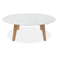 Hunter 100cm Round Marble Coffee Table - Natural