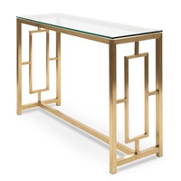 Kater Glass Console table - Brushed Gold Base