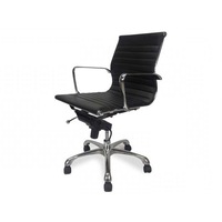 Veera Low Back Office Chair - Black Leather