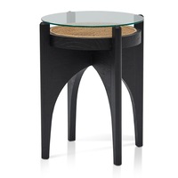 Mcdaniel 50cm Round Glass Side Table - Black