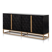 Mildred 1.78m Sideboard - Black ELM Wood with Gold Handle