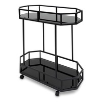Reggie Bar Cart - Mirror and Black Base
