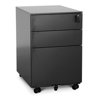 Russel 3 Drawers Mobile Pedestal - Black