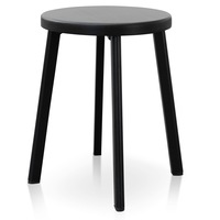 Set of 2 - James 46cm Wooden Seat Low Stool - Full Black