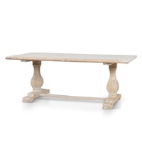 Titan Reclaimed 1.98m ELM Wood Dining Table - Rustic White Washed
