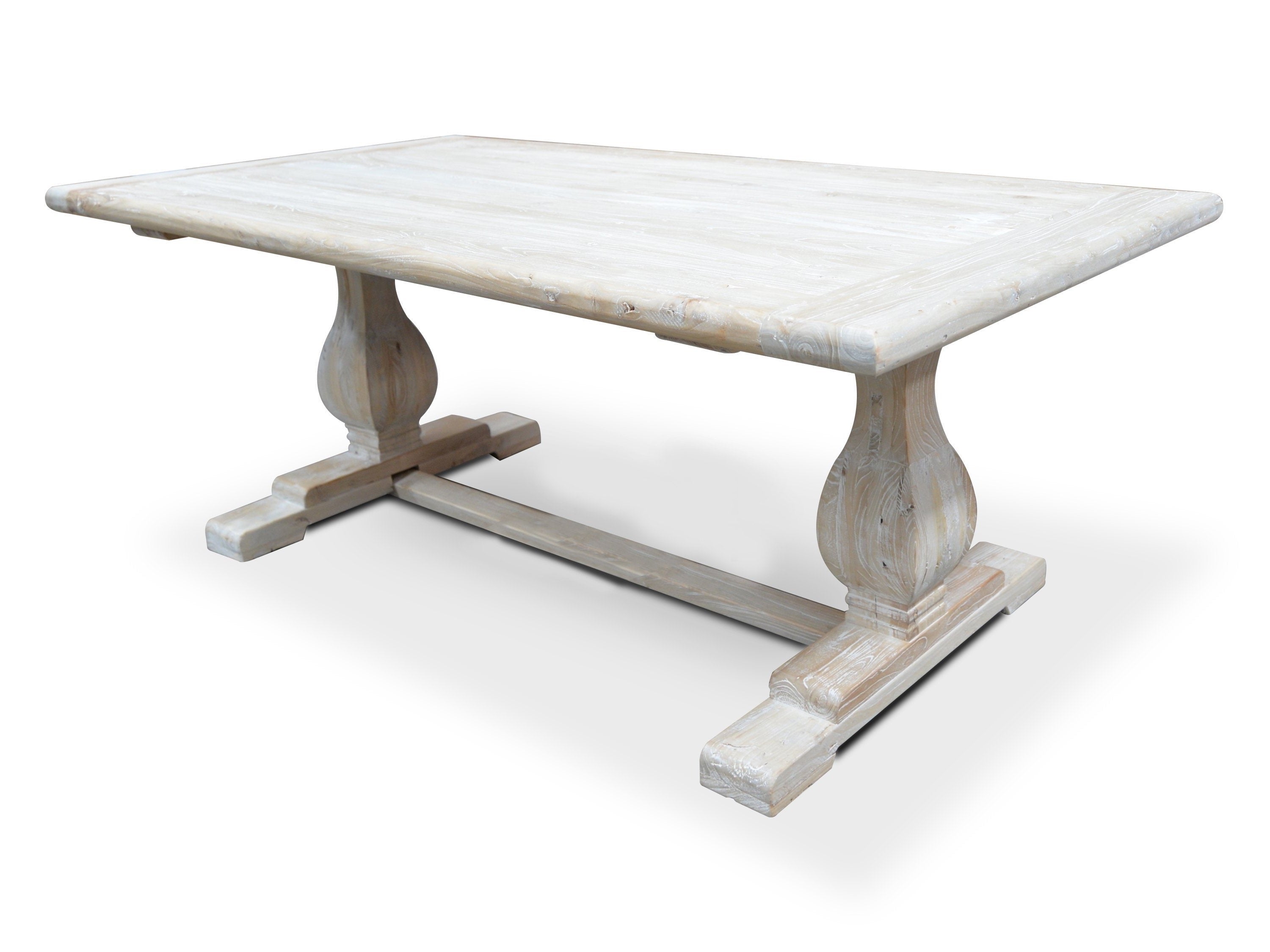 Titan Reclaimed 1.98m ELM Wood Dining Table - Rustic White Washed