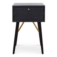 Trent Wooden Bed Side Table - Black