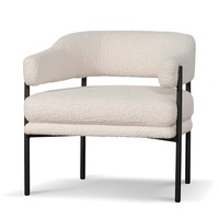 Walton Ivory White Boucle Armchair - Black Legs