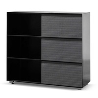 Winford Inter-layered Black Storage Cabinet - Grey Doors