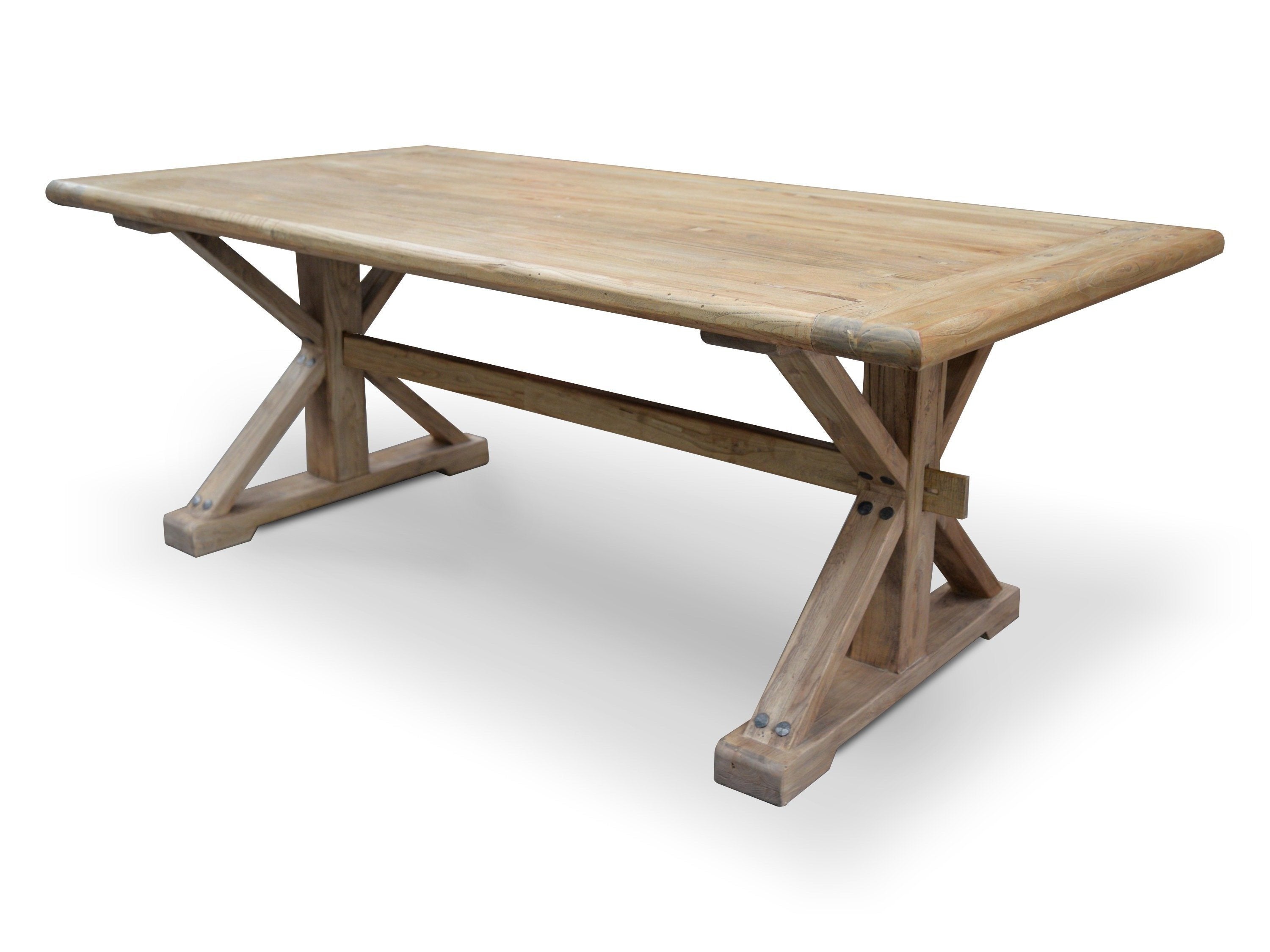 Winston 2m Reclaimed Elm Wood Dining Table - Rustic Natural