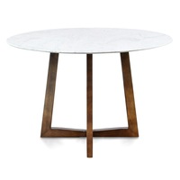 Zodiac 1.15m Round Marble Dining Table - Dark Brown Base
