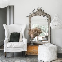 Fur Pouf Ottoman Stool Cover - White