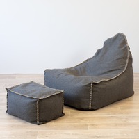 Knox Bean Bag and Ottoman - Charcoal